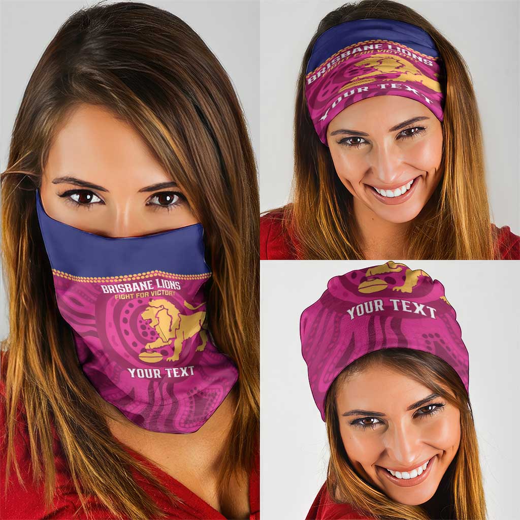 AFL Lions Football Custom Neck Gaiter Brisbane Fight For Victory Indigenous Art - Aussie Hoodie
