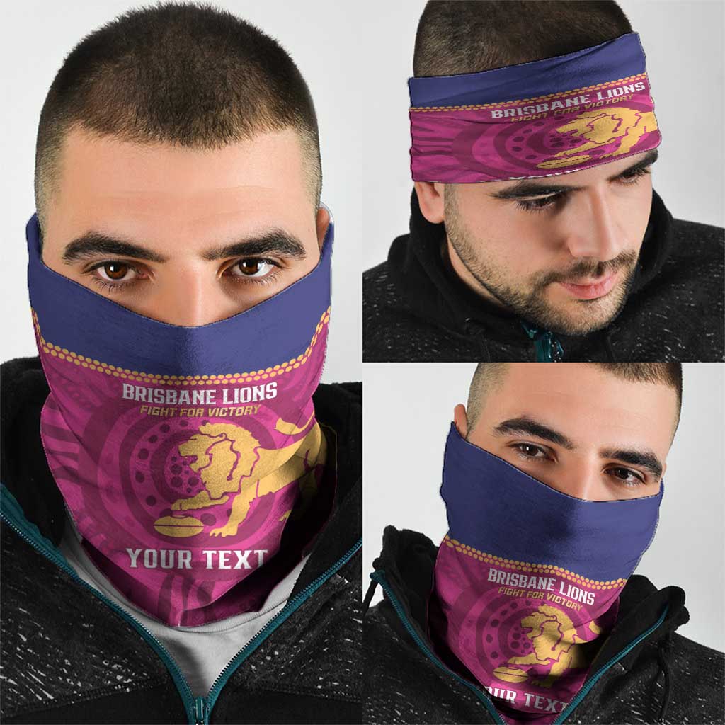 AFL Lions Football Custom Neck Gaiter Brisbane Fight For Victory Indigenous Art - Aussie Hoodie
