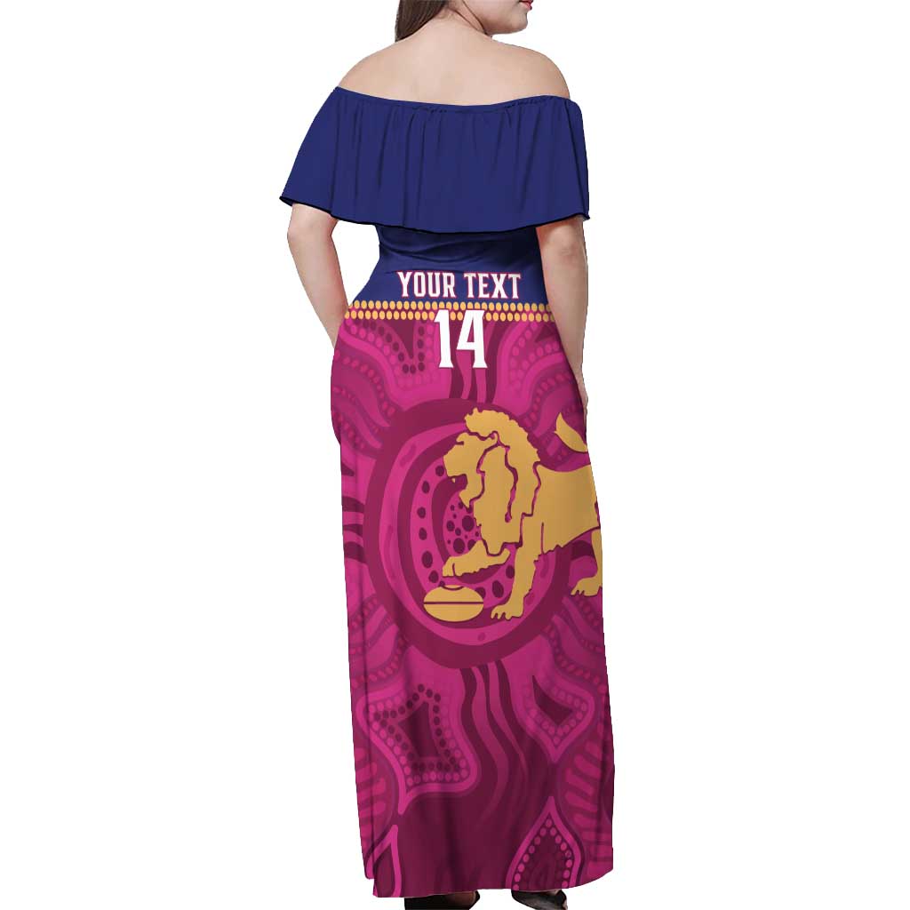 AFL Lions Football Custom Off Shoulder Maxi Dress Brisbane Fight For Victory Indigenous Art - Aussie Hoodie