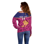 AFL Lions Football Custom Off Shoulder Sweater Brisbane Fight For Victory Indigenous Art - Aussie Hoodie