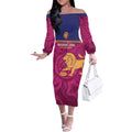 AFL Lions Football Custom Off The Shoulder Long Sleeve Dress Brisbane Fight For Victory Indigenous Art - Aussie Hoodie