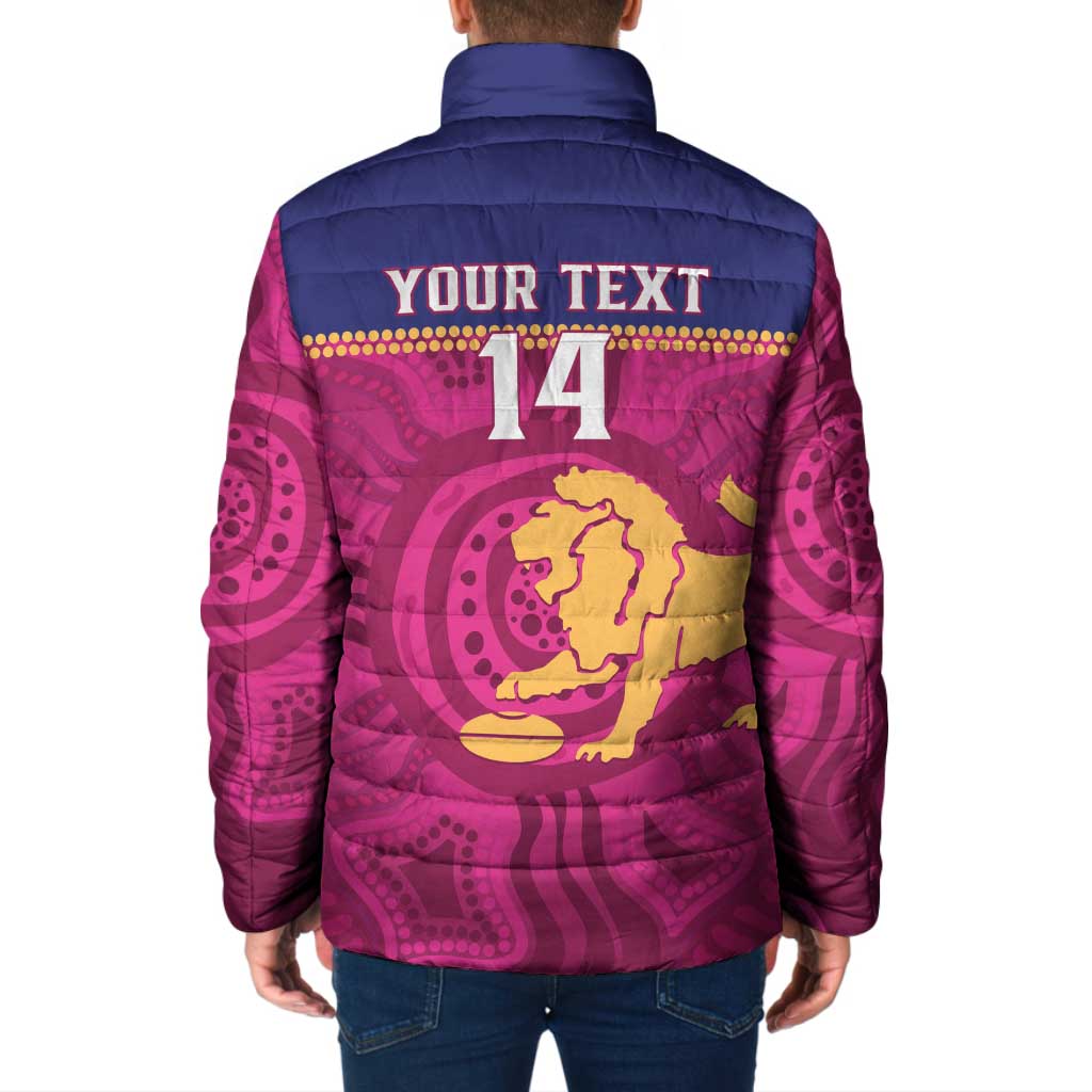 AFL Lions Football Custom Padded Jacket Brisbane Fight For Victory Indigenous Art - Aussie Hoodie