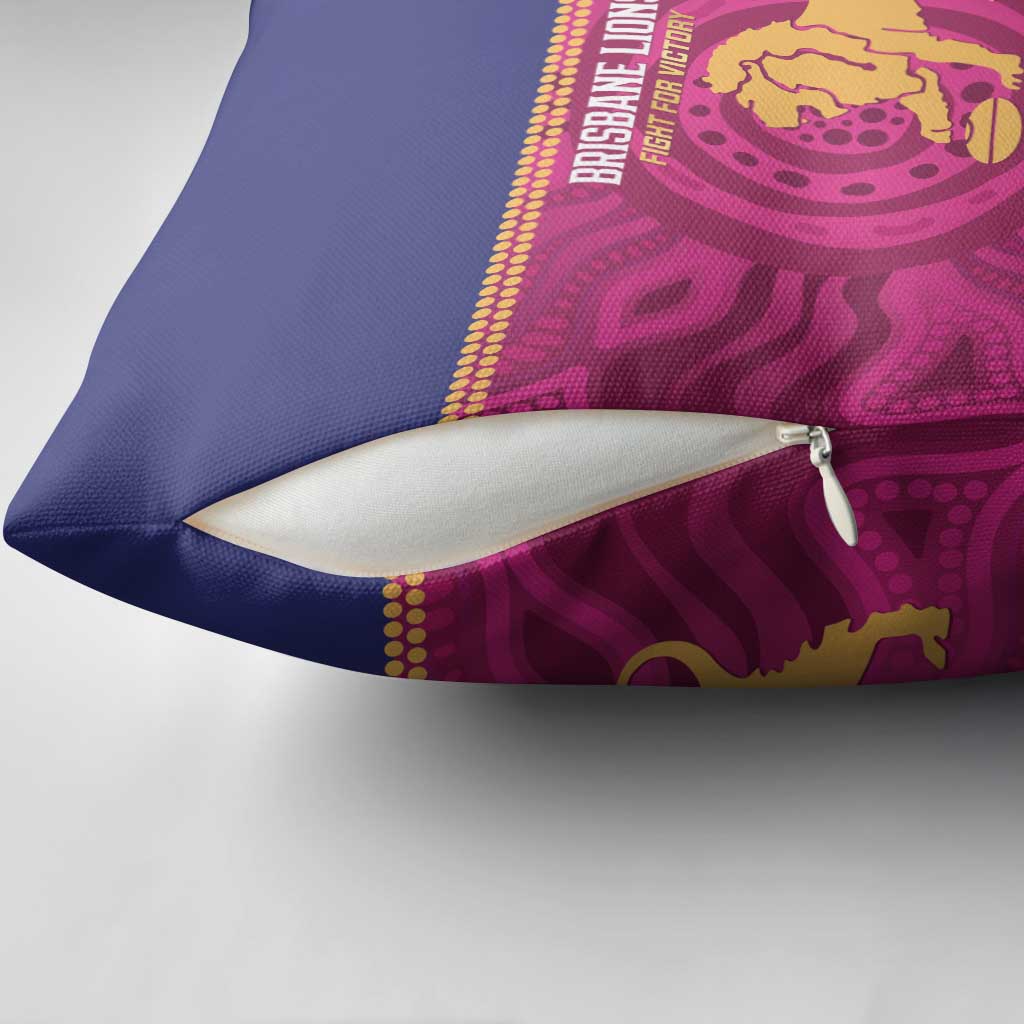 AFL Lions Football Custom Pillow Cover Brisbane Fight For Victory Indigenous Art - Aussie Hoodie