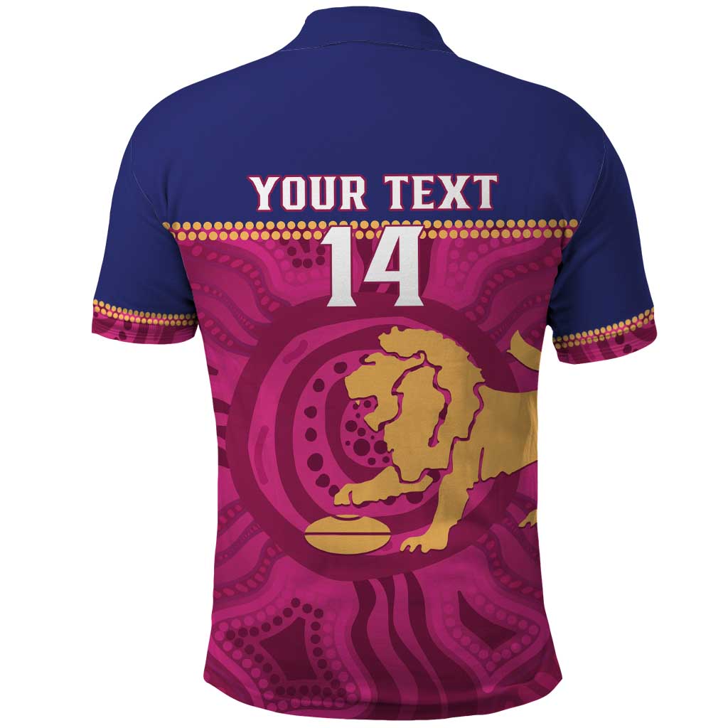 AFL Lions Football Custom Polo Shirt Brisbane Fight For Victory Indigenous Art - Aussie Hoodie