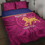 AFL Lions Football Custom Quilt Bed Set Brisbane Fight For Victory Indigenous Art - Aussie Hoodie