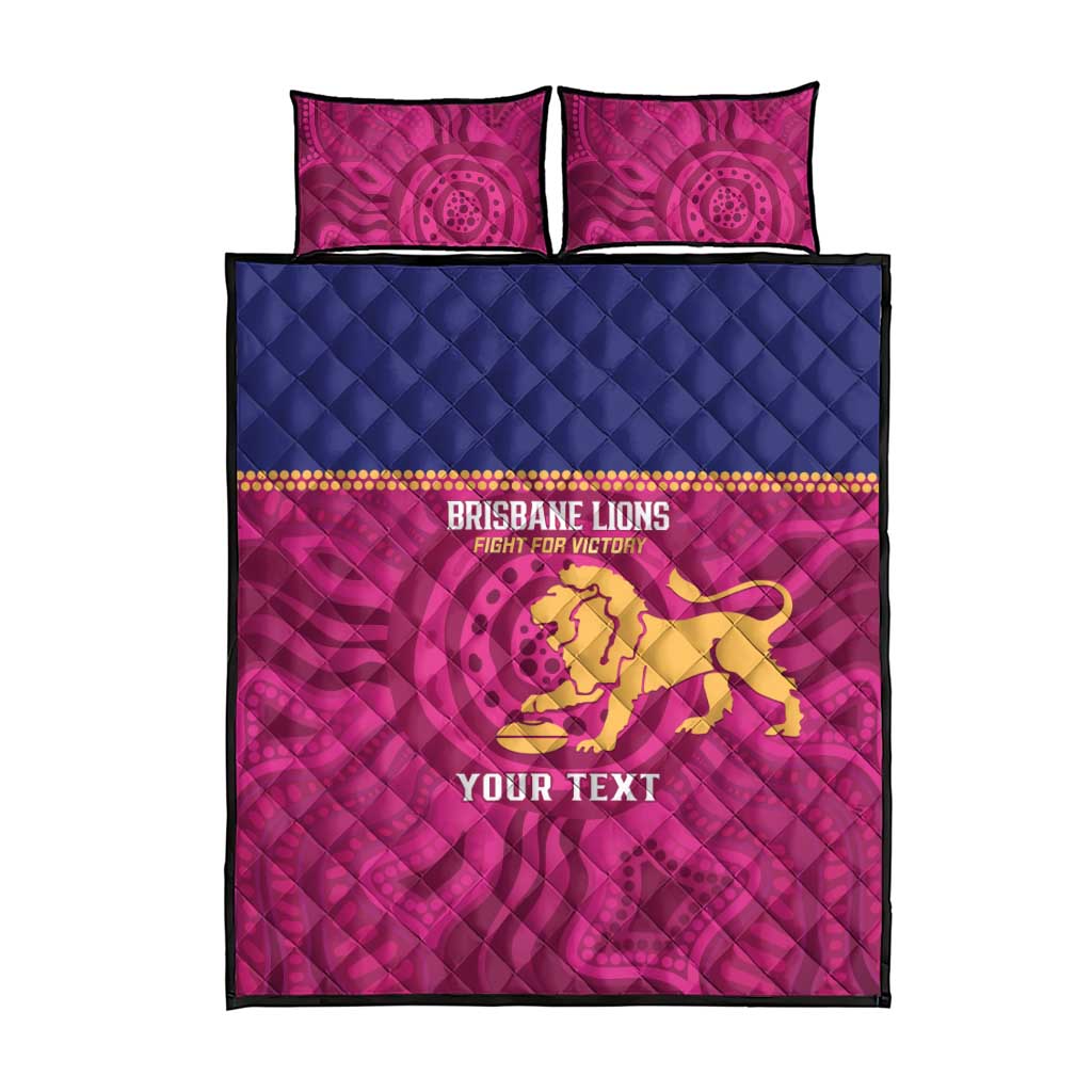 AFL Lions Football Custom Quilt Bed Set Brisbane Fight For Victory Indigenous Art - Aussie Hoodie