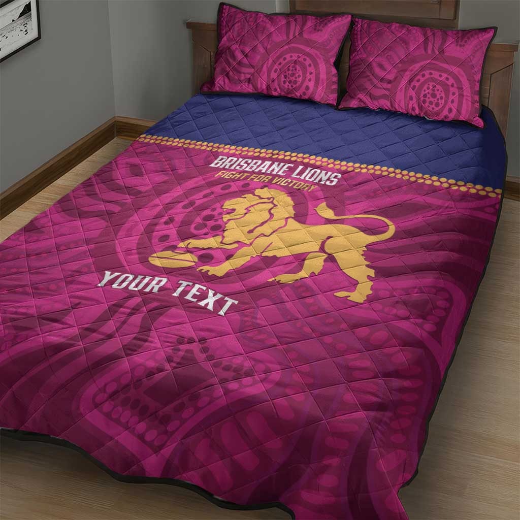 AFL Lions Football Custom Quilt Bed Set Brisbane Fight For Victory Indigenous Art - Aussie Hoodie