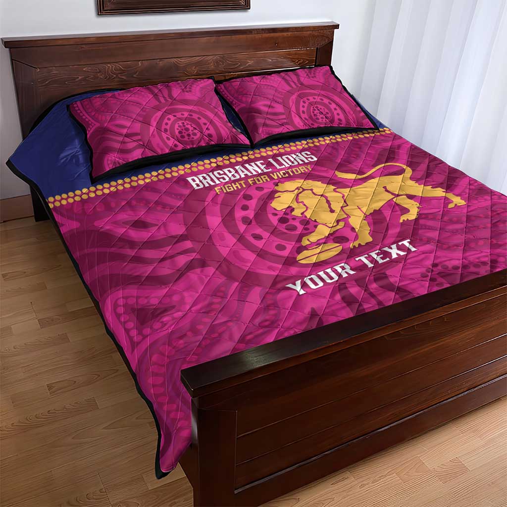 AFL Lions Football Custom Quilt Bed Set Brisbane Fight For Victory Indigenous Art - Aussie Hoodie