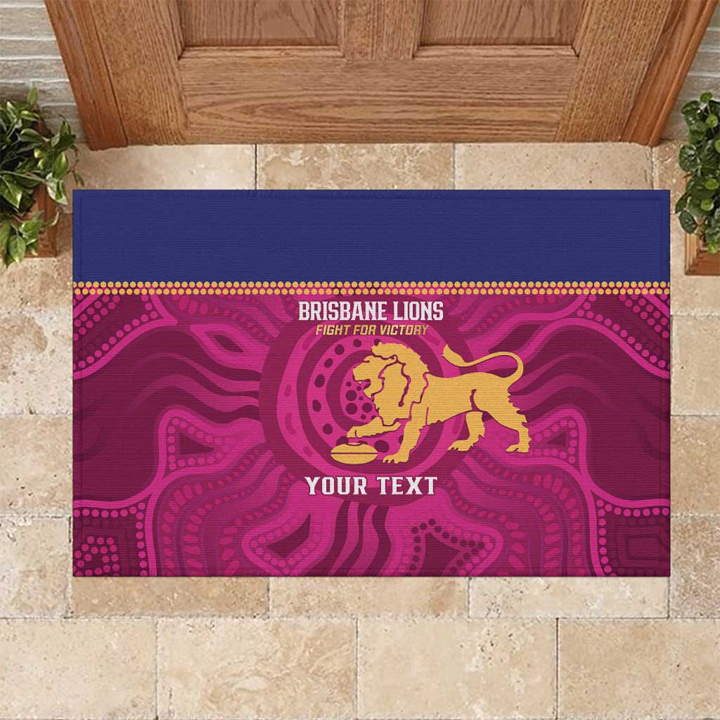 AFL Lions Football Custom Rubber Doormat Brisbane Fight For Victory Indigenous Art - Aussie Hoodie