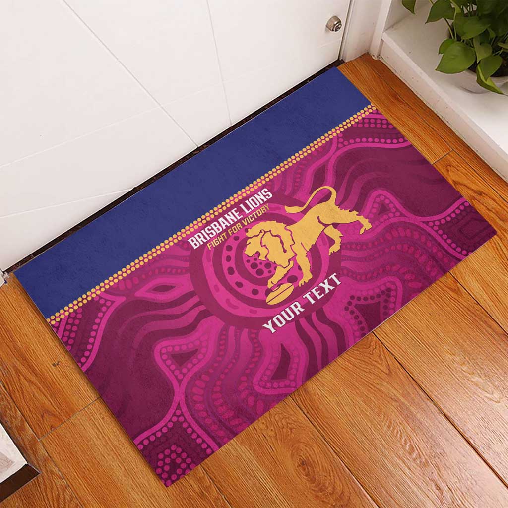 AFL Lions Football Custom Rubber Doormat Brisbane Fight For Victory Indigenous Art - Aussie Hoodie