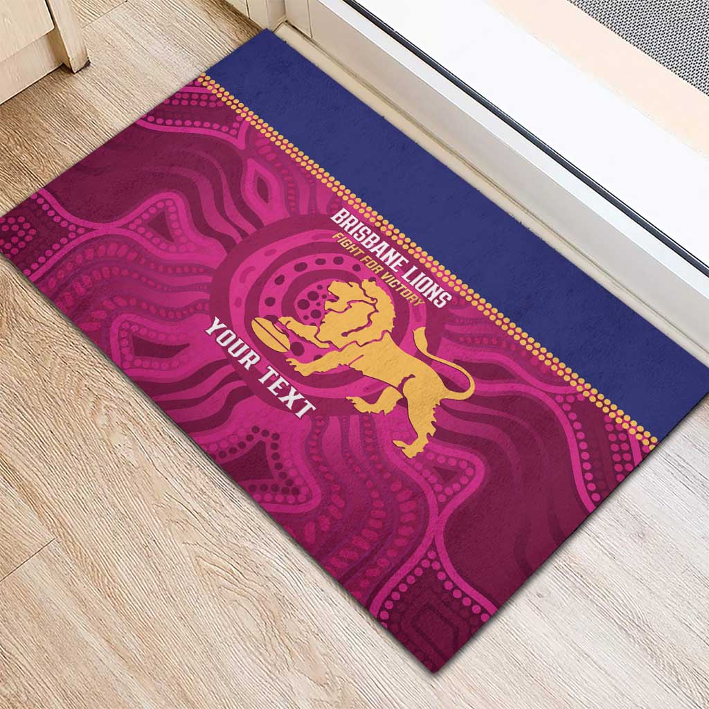 AFL Lions Football Custom Rubber Doormat Brisbane Fight For Victory Indigenous Art - Aussie Hoodie
