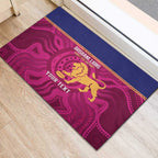 AFL Lions Football Custom Rubber Doormat Brisbane Fight For Victory Indigenous Art - Aussie Hoodie
