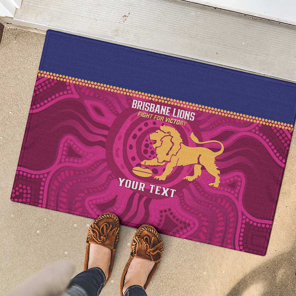 AFL Lions Football Custom Rubber Doormat Brisbane Fight For Victory Indigenous Art - Aussie Hoodie