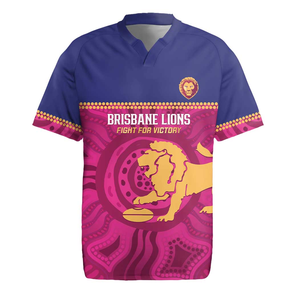 AFL Lions Football Custom Rugby Jersey Brisbane Fight For Victory Indigenous Art - Aussie Hoodie