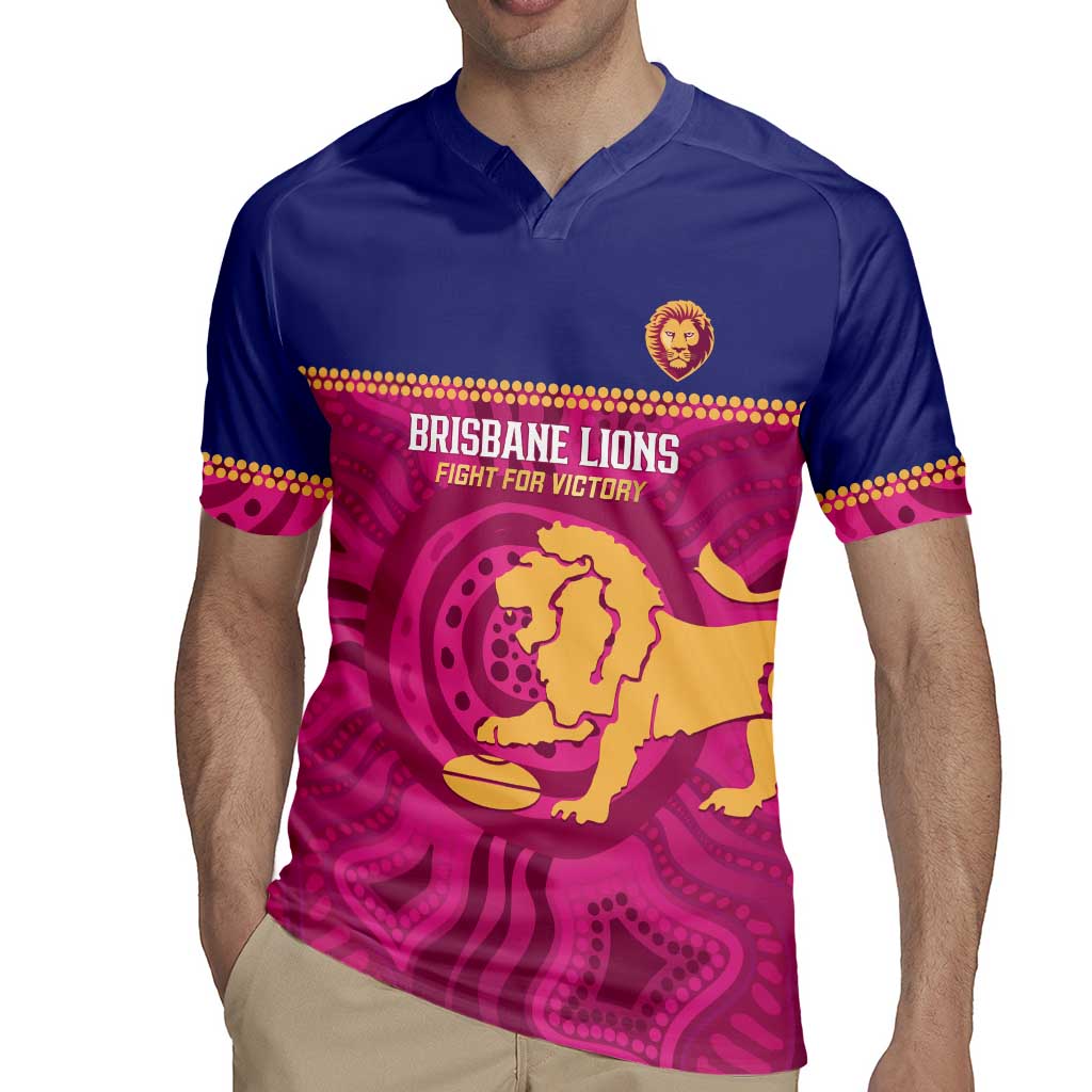 AFL Lions Football Custom Rugby Jersey Brisbane Fight For Victory Indigenous Art - Aussie Hoodie