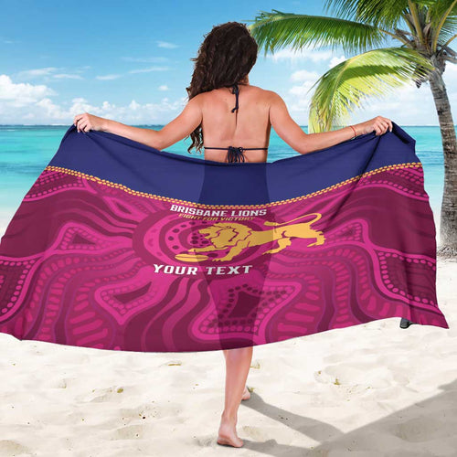 AFL Lions Football Custom Sarong Brisbane Fight For Victory Indigenous Art - Aussie Hoodie