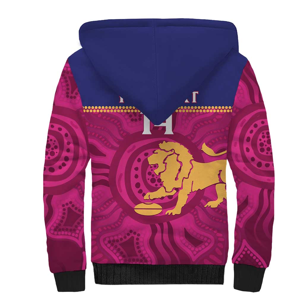 AFL Lions Football Custom Sherpa Hoodie Brisbane Fight For Victory Indigenous Art - Aussie Hoodie