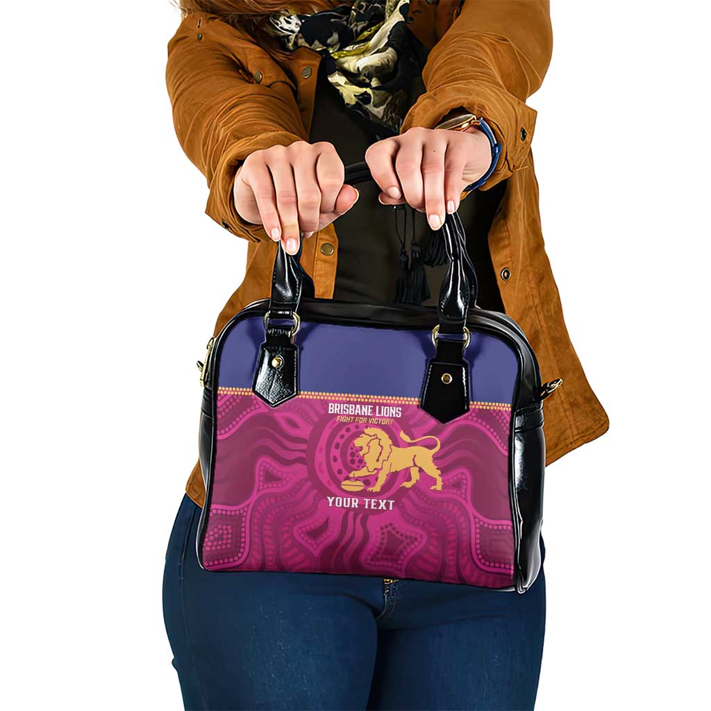 AFL Lions Football Custom Shoulder Handbag Brisbane Fight For Victory Indigenous Art - Aussie Hoodie