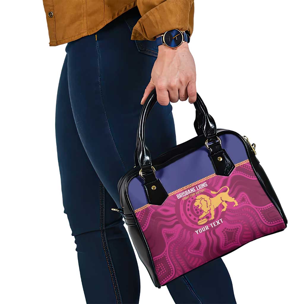 AFL Lions Football Custom Shoulder Handbag Brisbane Fight For Victory Indigenous Art - Aussie Hoodie