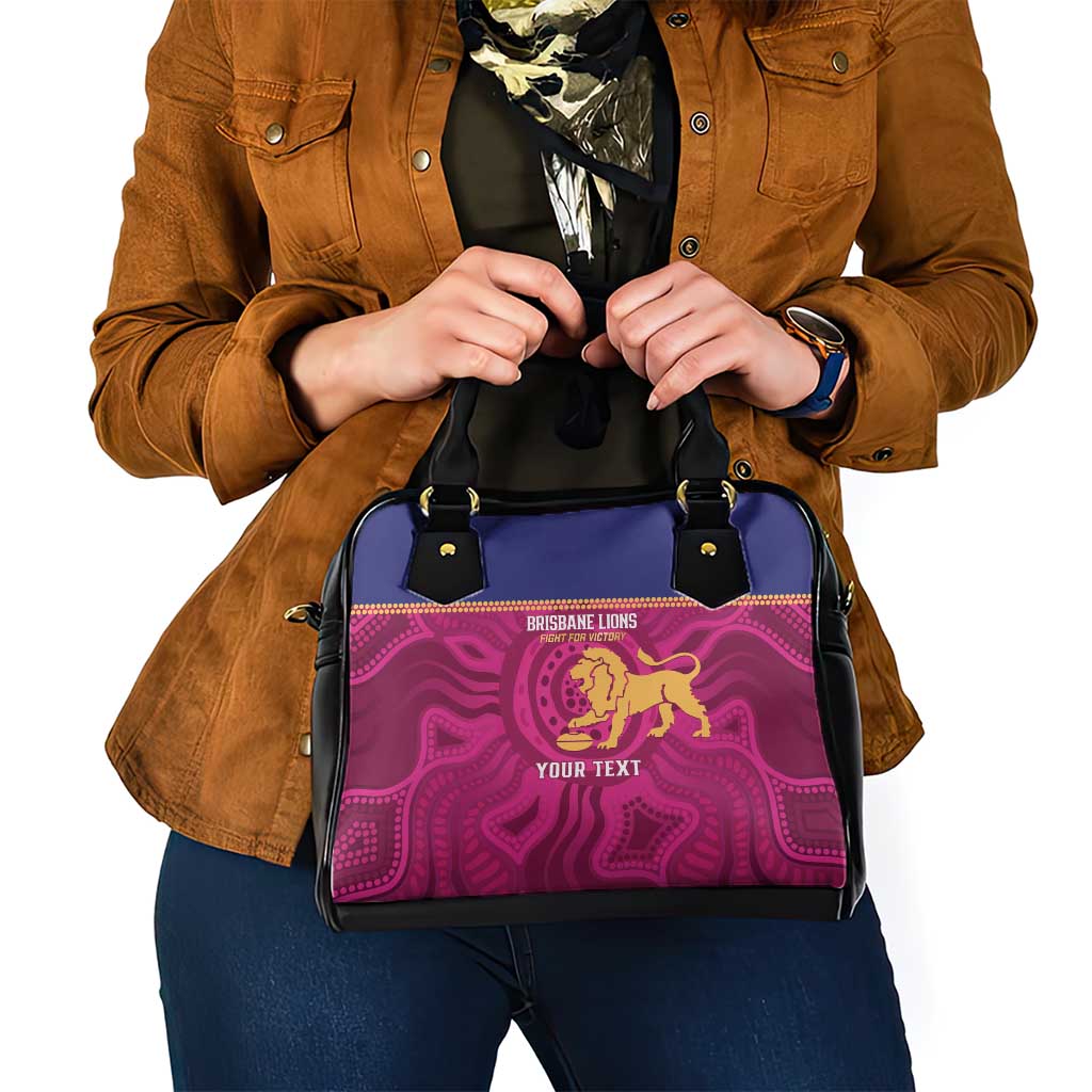 AFL Lions Football Custom Shoulder Handbag Brisbane Fight For Victory Indigenous Art - Aussie Hoodie
