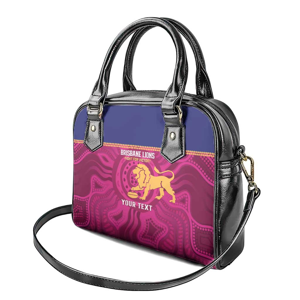 AFL Lions Football Custom Shoulder Handbag Brisbane Fight For Victory Indigenous Art - Aussie Hoodie