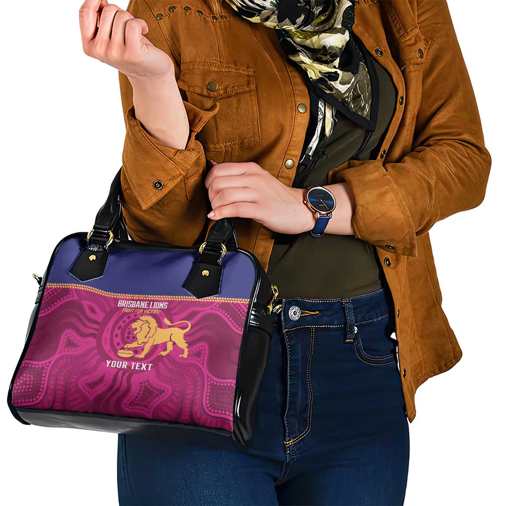 AFL Lions Football Custom Shoulder Handbag Brisbane Fight For Victory Indigenous Art - Aussie Hoodie