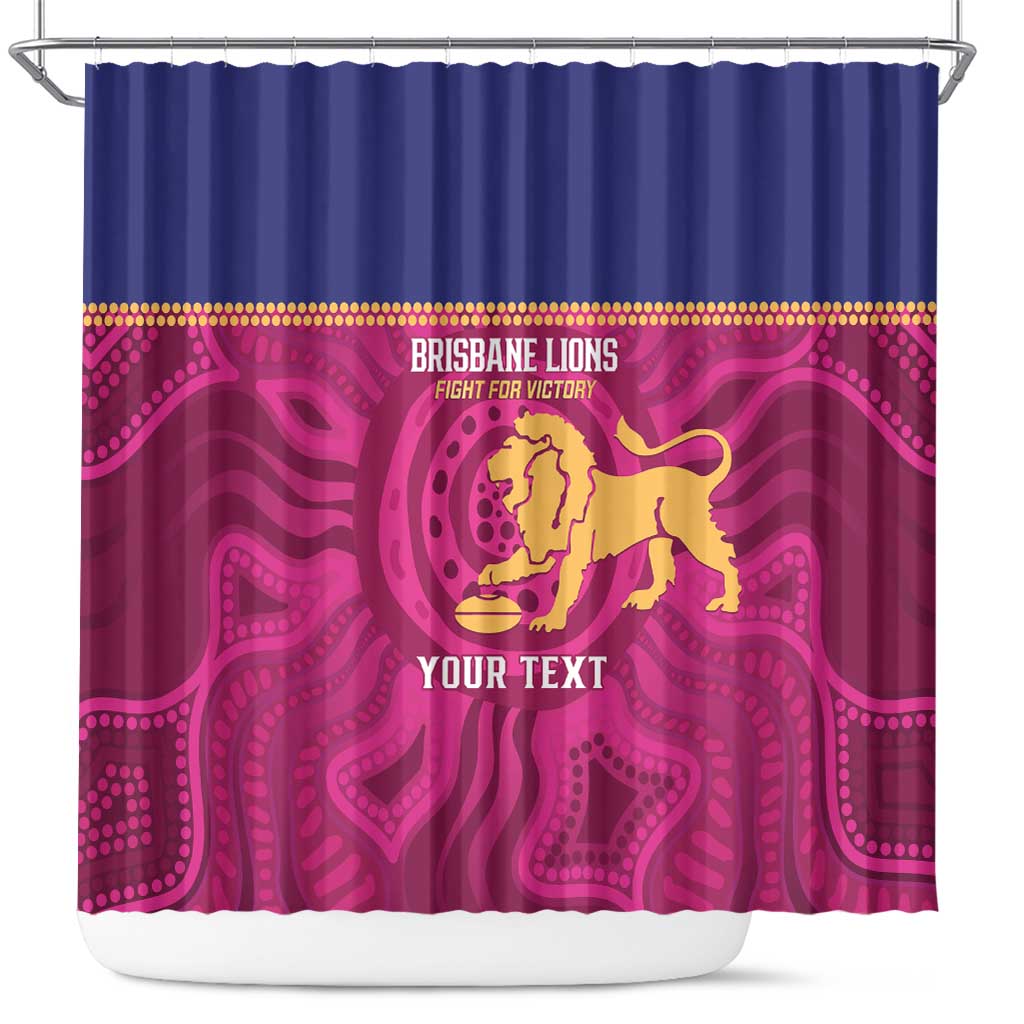 AFL Lions Football Custom Shower Curtain Brisbane Fight For Victory Indigenous Art - Aussie Hoodie