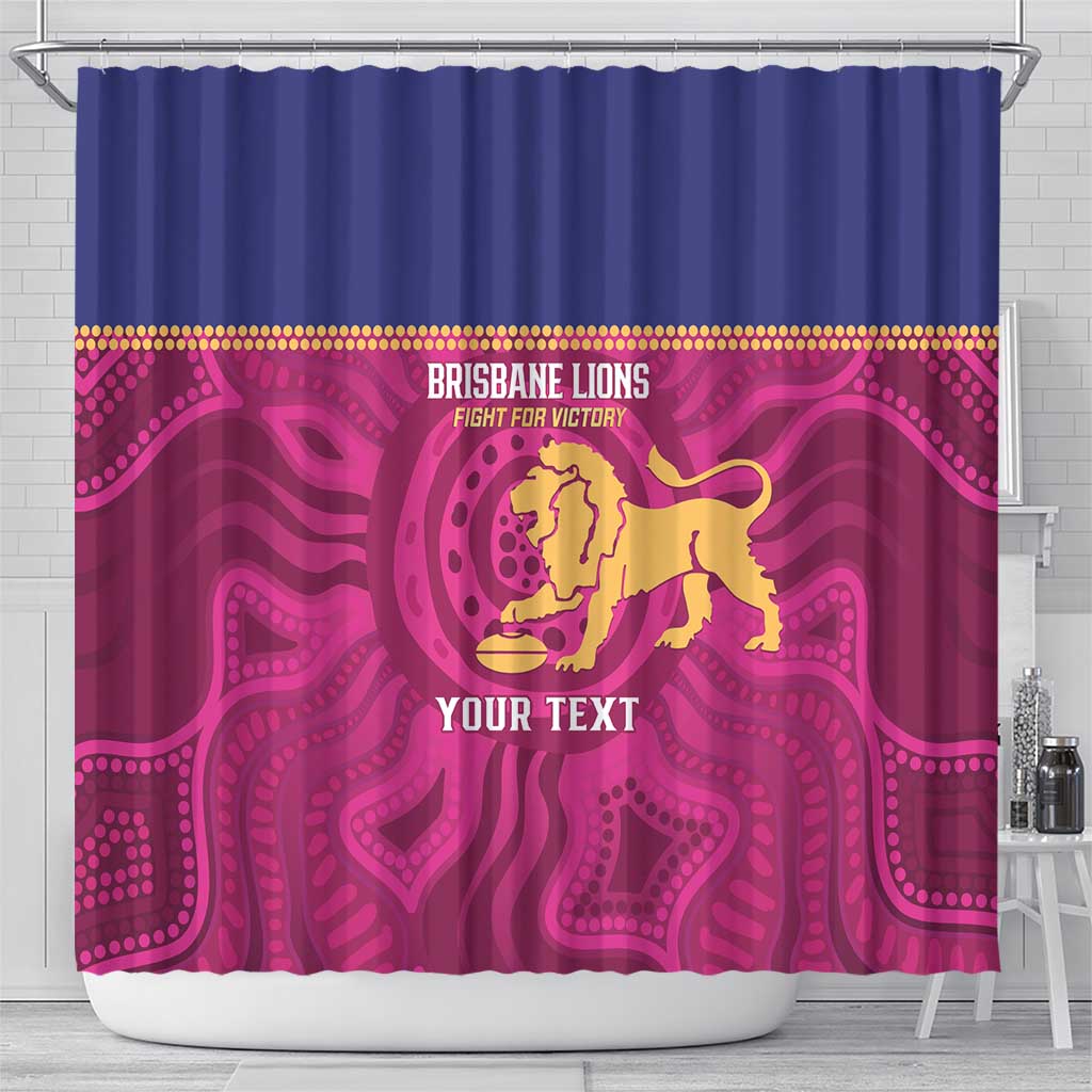 AFL Lions Football Custom Shower Curtain Brisbane Fight For Victory Indigenous Art - Aussie Hoodie