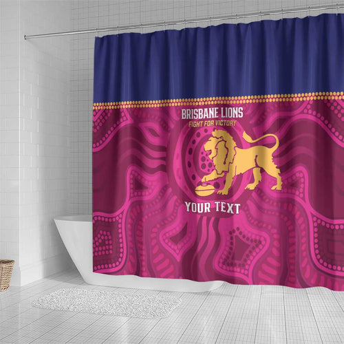AFL Lions Football Custom Shower Curtain Brisbane Fight For Victory Indigenous Art - Aussie Hoodie