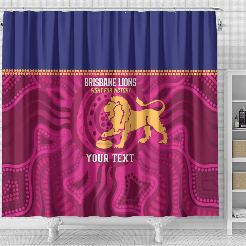 AFL Lions Football Custom Shower Curtain Brisbane Fight For Victory Indigenous Art - Aussie Hoodie