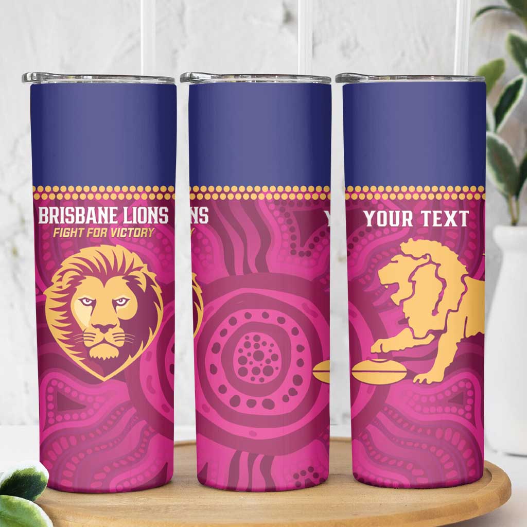 AFL Lions Football Custom Skinny Tumbler Brisbane Fight For Victory Indigenous Art - Aussie Hoodie