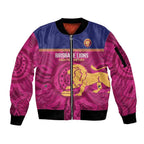 AFL Lions Football Custom Sleeve Zip Bomber Jacket Brisbane Fight For Victory Indigenous Art - Aussie Hoodie