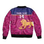 AFL Lions Football Custom Sleeve Zip Bomber Jacket Brisbane Fight For Victory Indigenous Art - Aussie Hoodie