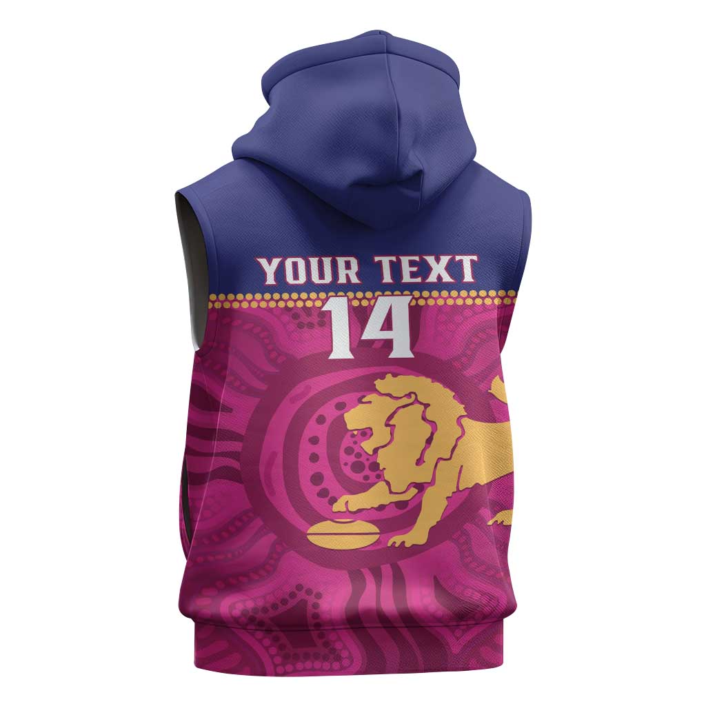 AFL Lions Football Custom Sleeveless Hoodie Brisbane Fight For Victory Indigenous Art - Aussie Hoodie