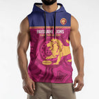 AFL Lions Football Custom Sleeveless Hoodie Brisbane Fight For Victory Indigenous Art - Aussie Hoodie
