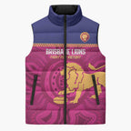 AFL Lions Football Custom Sleeveless Puffer Jacket Brisbane Fight For Victory Indigenous Art - Aussie Hoodie
