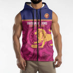AFL Lions Football Custom Sleeveless Zip Hoodie Brisbane Fight For Victory Indigenous Art LT14