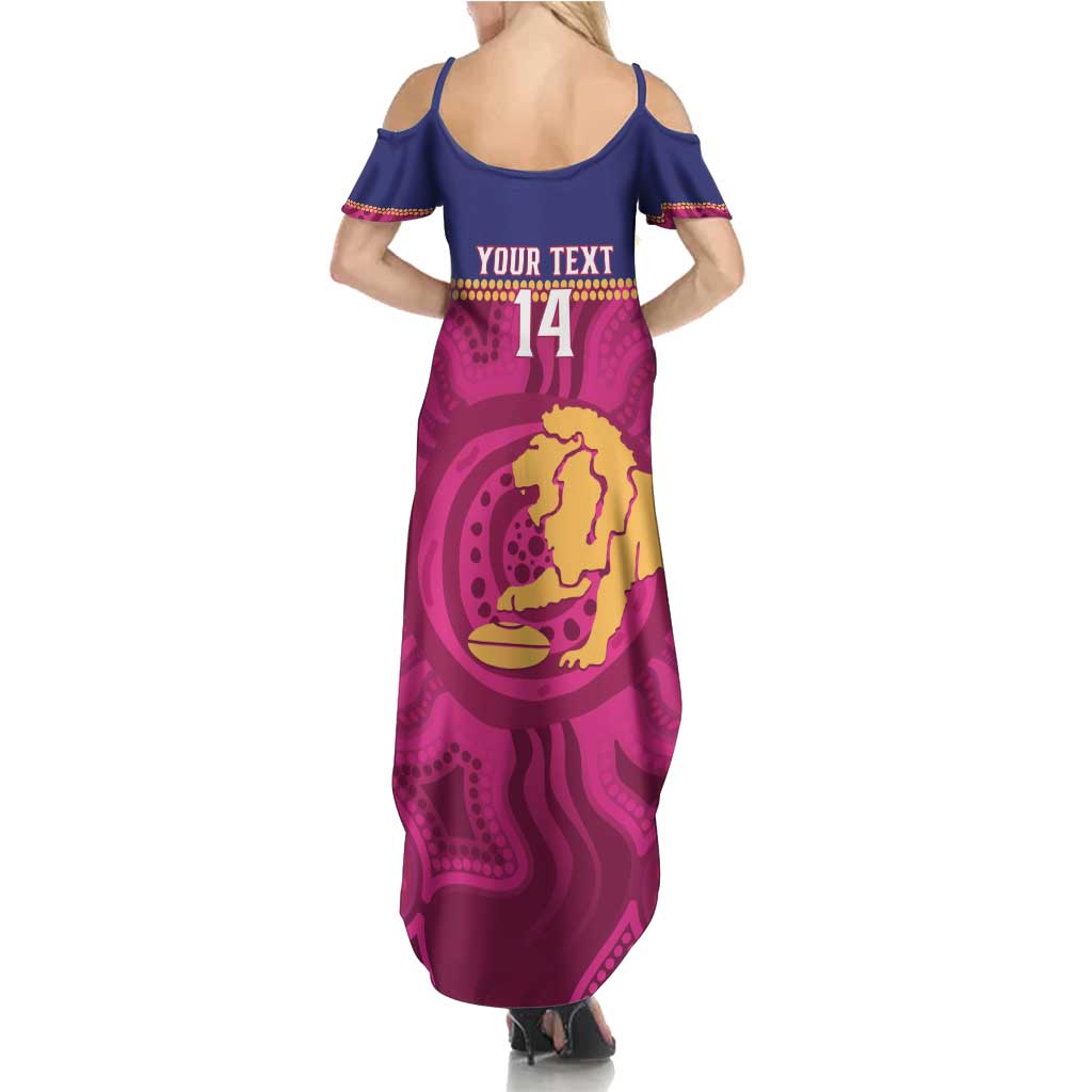 AFL Lions Football Custom Summer Maxi Dress Brisbane Fight For Victory Indigenous Art - Aussie Hoodie