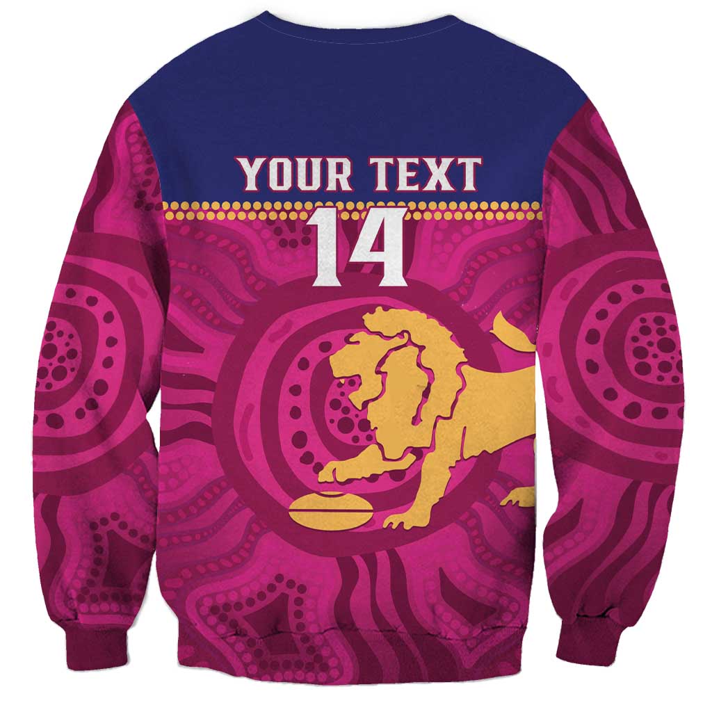 AFL Lions Football Custom Sweatshirt Brisbane Fight For Victory Indigenous Art - Aussie Hoodie