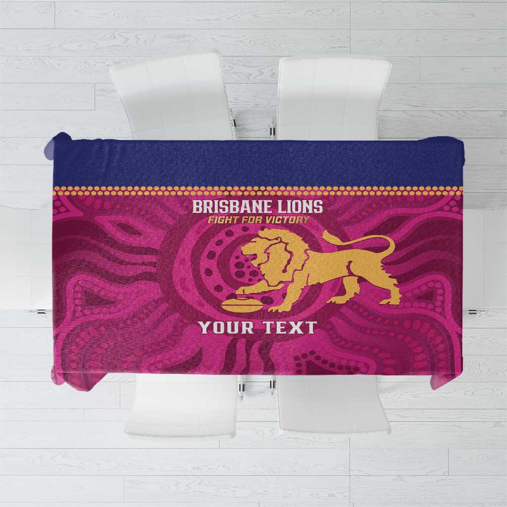 AFL Lions Football Custom Tablecloth Brisbane Fight For Victory Indigenous Art - Aussie Hoodie