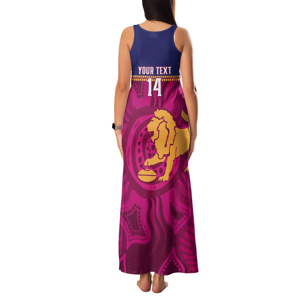 AFL Lions Football Custom Tank Maxi Dress Brisbane Fight For Victory Indigenous Art - Aussie Hoodie