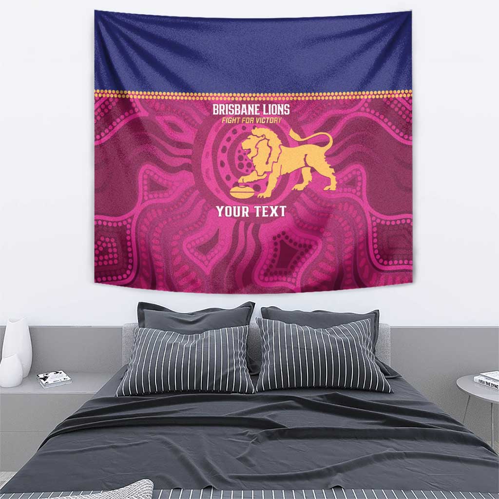 AFL Lions Football Custom Tapestry Brisbane Fight For Victory Indigenous Art - Aussie Hoodie