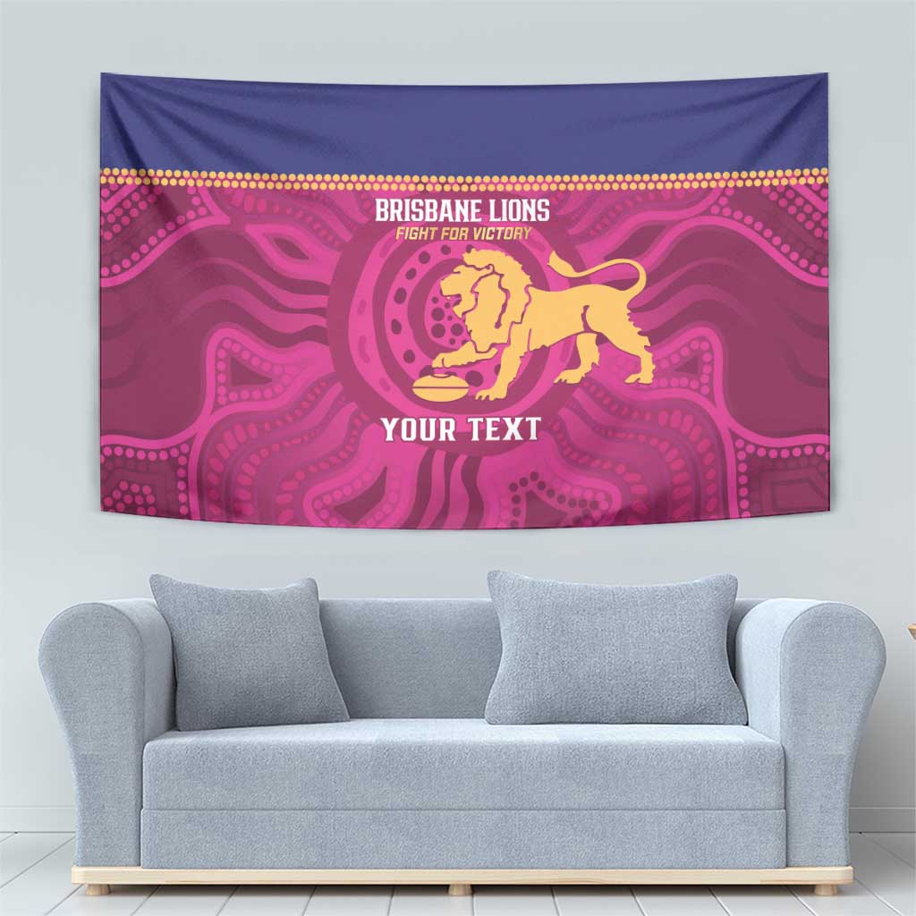AFL Lions Football Custom Tapestry Brisbane Fight For Victory Indigenous Art - Aussie Hoodie