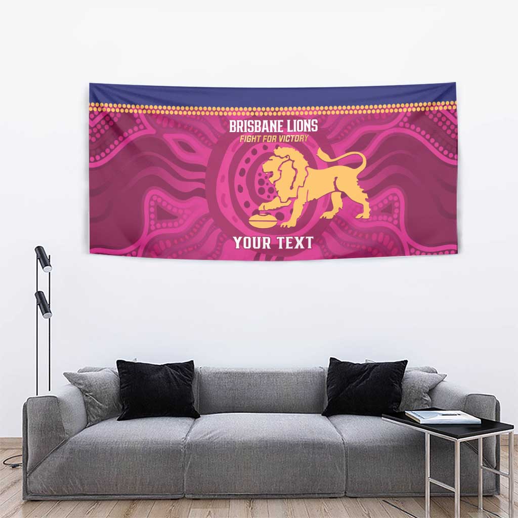 AFL Lions Football Custom Tapestry Brisbane Fight For Victory Indigenous Art - Aussie Hoodie