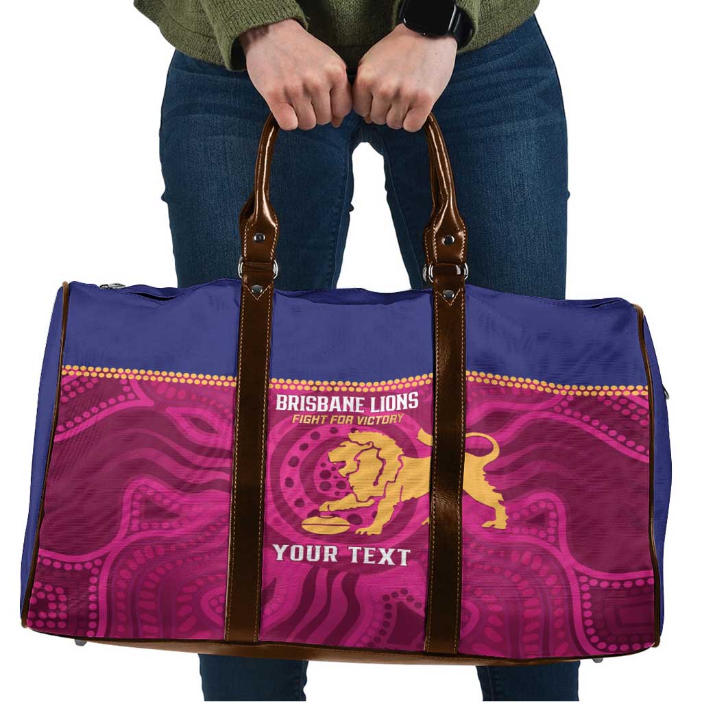 AFL Lions Football Custom Travel Bag Brisbane Fight For Victory Indigenous Art - Aussie Hoodie