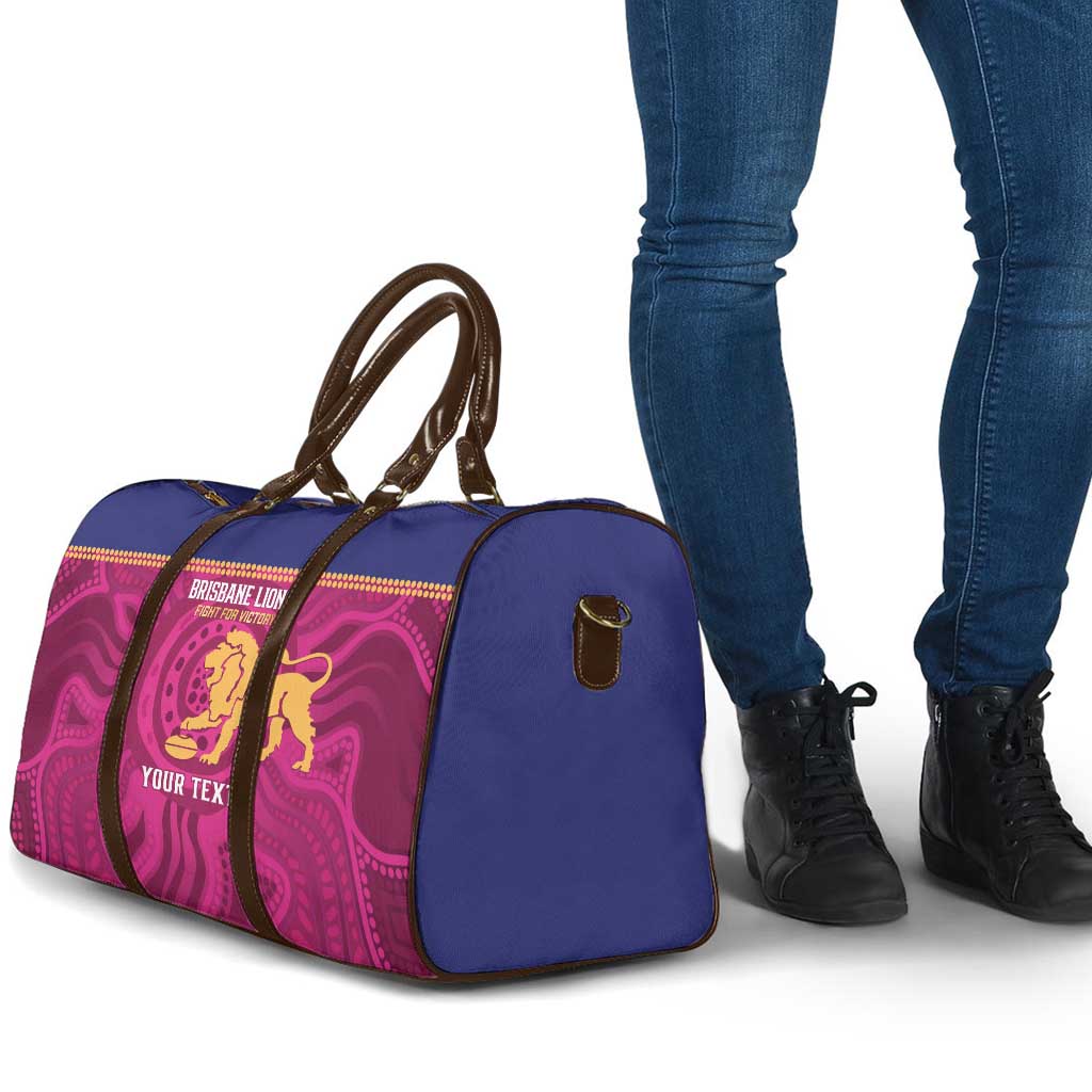 AFL Lions Football Custom Travel Bag Brisbane Fight For Victory Indigenous Art - Aussie Hoodie