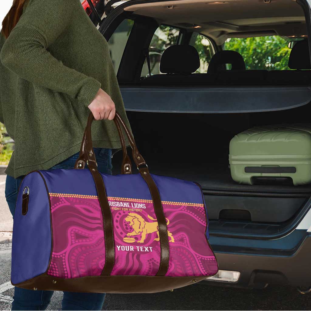 AFL Lions Football Custom Travel Bag Brisbane Fight For Victory Indigenous Art - Aussie Hoodie