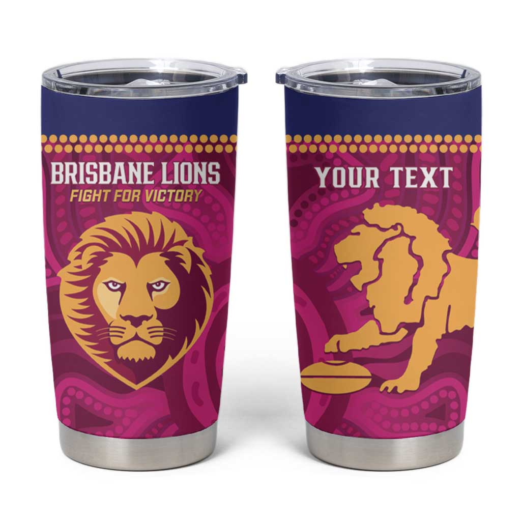 AFL Lions Football Custom Tumbler Cup Brisbane Fight For Victory Indigenous Art - Aussie Hoodie
