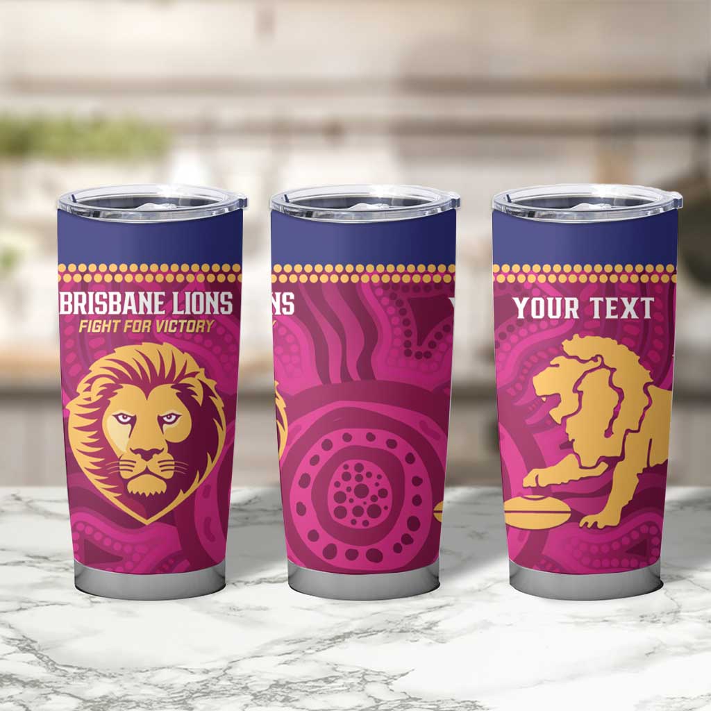 AFL Lions Football Custom Tumbler Cup Brisbane Fight For Victory Indigenous Art - Aussie Hoodie