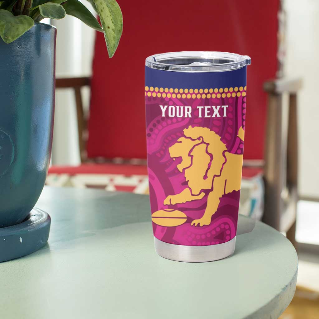 AFL Lions Football Custom Tumbler Cup Brisbane Fight For Victory Indigenous Art - Aussie Hoodie